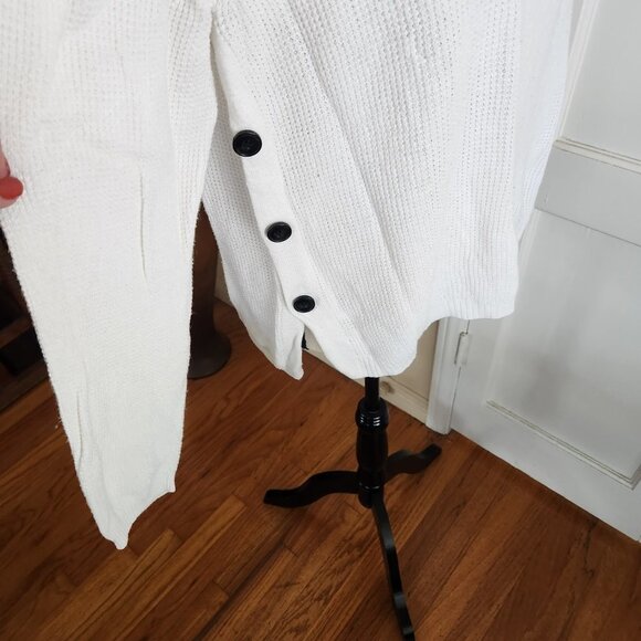 1. State Waffle White Weave Long Sleeved Pull Over Sz S - Picture 4 of 9